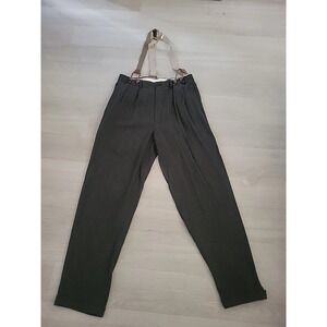 Structure Le Collezioni Gray Flannel Pleated/Cuffed Suspenders  Pants Wool 34X44